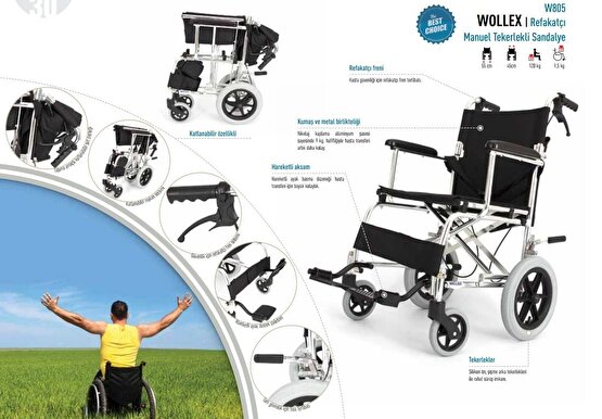Refakatçı Ayak Destekli Tekerlekli Sandalye