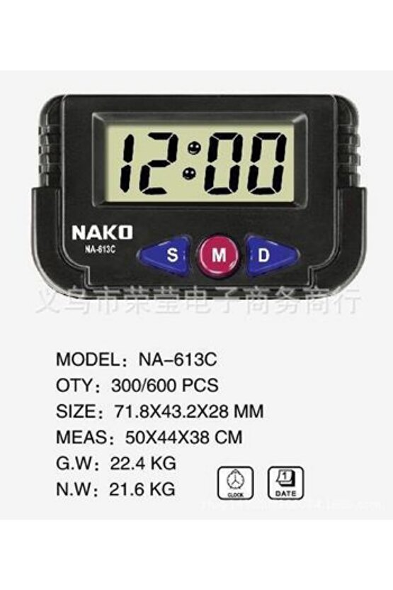 613c Araba Gösterge Paneli Elektronik Saat Dijital Saat Ölçer Masaüstü Saati