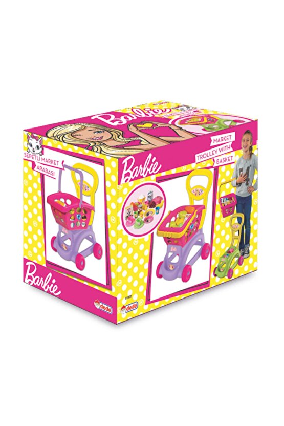 Barbie Oyuncak Sepetli Market Arabası Kız Evcilik Oyun Seti