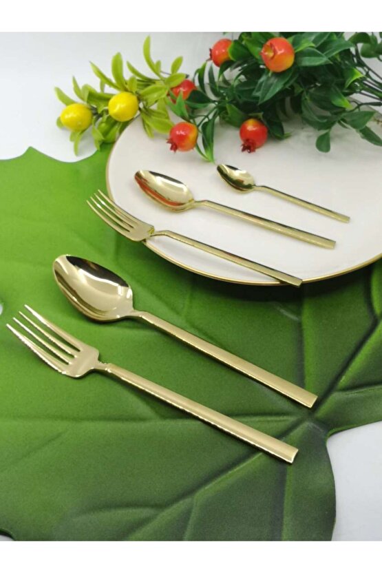 Uysal 30 Parça Titanyum Gold Çatal Kaşık Takımı 
