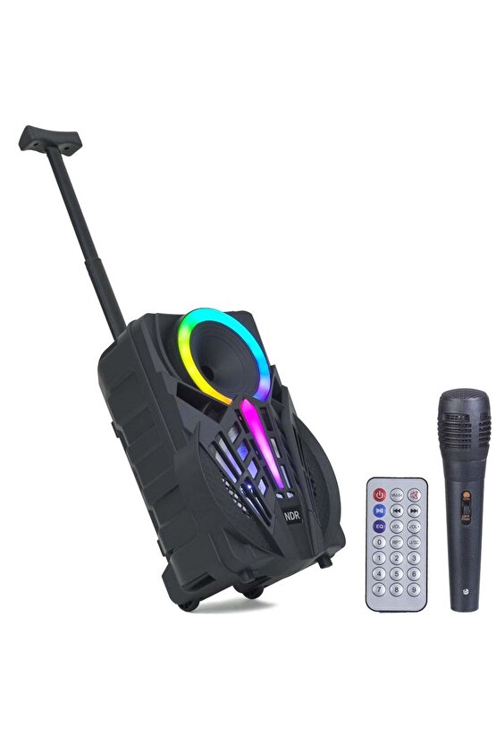 Party Box Bluetooth Hoparlör Büyük Boy Taşınabilir Şarjlı Kablosuz Hoparlör + Karaoke Mikrofon