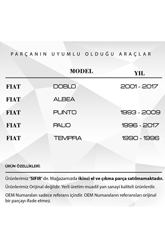 Fıat Doblo Albea Punto Palio Tempra İçin Pedal Lastiği