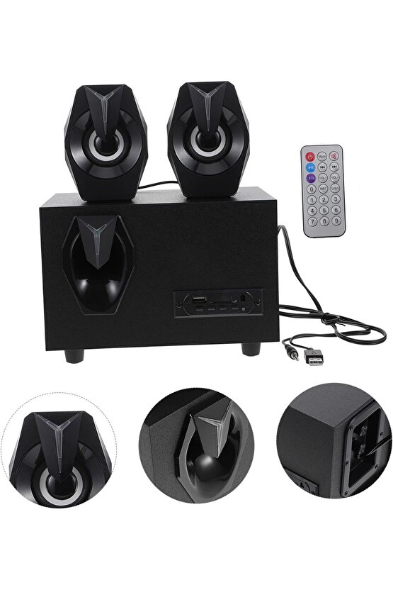 MULTİMEDYA BLUETOOTH HOPARLÖR SD KART USB 2.1 KANAL SUBWOOFER 2+1 IŞIKLI PC SPEAKER