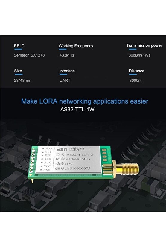 As32-ttl-1w 433mhz 1w 30dbm 8000m Lora Sx1278 Ashınıng As32-ttl-1w Kablosuz Rf Verici Alıcı Modülü