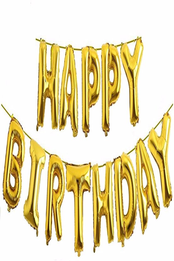 Happy Bırthday Altın (gold) Renk Folyo Balon Altın Happy Bırthday Folyo Balon Doğum Günü Parti