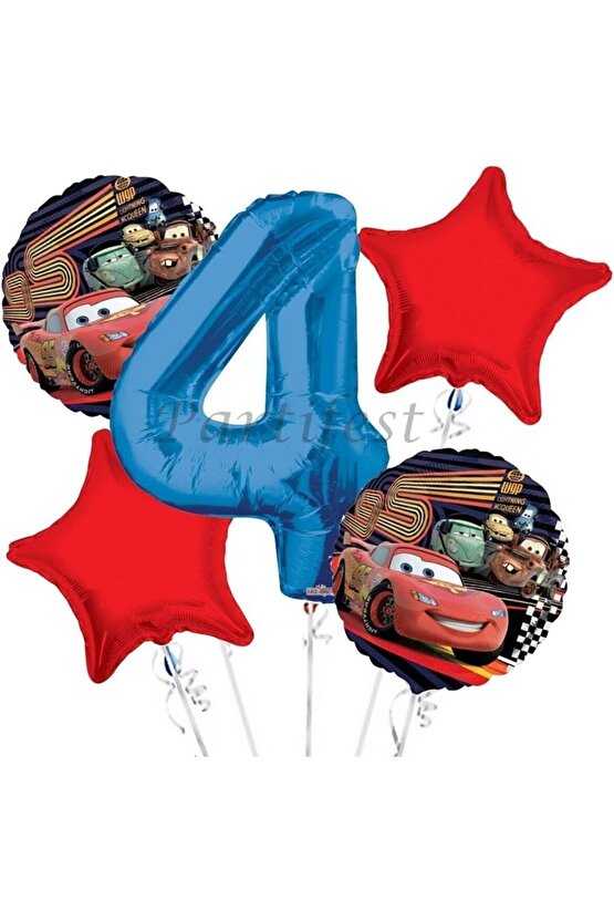 Arabalar Şimşek Mcqueen 4 Yaş Balon Set Cars Folyo Balon Set Konsept Doğum Günü Set Yaş Balon