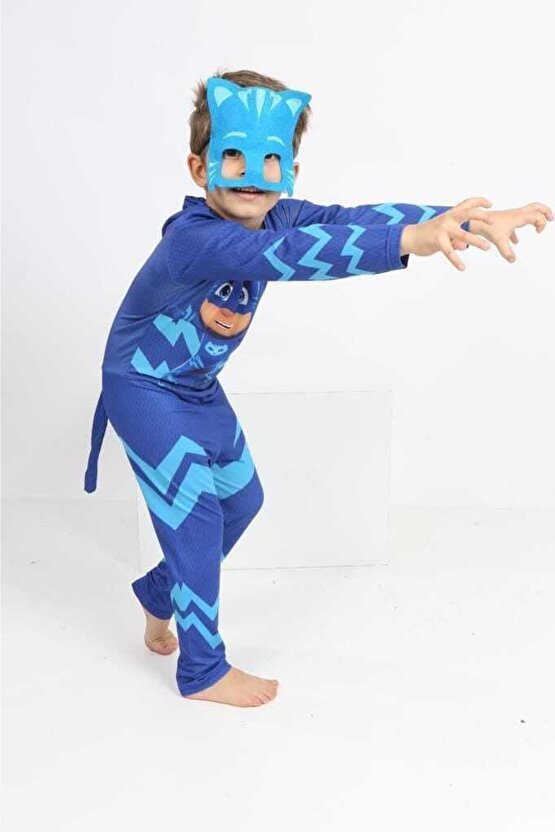 PJ Mask Kostüm Pijamaskeliler Kedi Çocuk Kostüm- Cat Boy Tulum+Maskeli Set