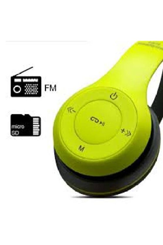 P47 Kablosuz Bluetooth Kulaklık Yükses Ses Ve Bass Fm Radyo Yeşil