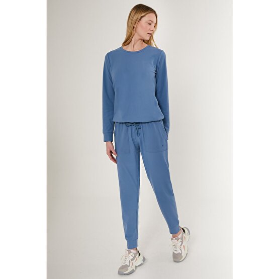 Pierre Cardin Pinstripe Detail Mavi Kadın Uzun Kol Pijama Takım