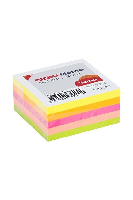 Yapışkanlı Not Kağıdı 250 Yaprak Memo 50 X 50 mm Neon Küp
