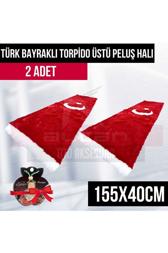 Türk Bayraklı Torpido Pandizot Üstü Peluş Halı 2 Adet
