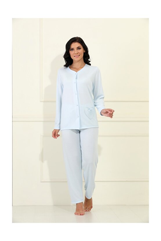 Petek 5 Düğmeli Uzun Kol Pijama Takımı