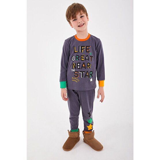 RolyPoly Erkek Çocuk Pijama Takımı RP2883-2 Antrasit