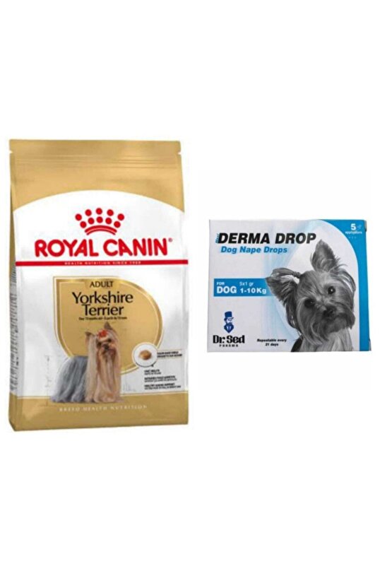 Yetişkin Yorkshire Terrier Irkına Özel Köpek Maması 1,5 kg + Derma Drop 5x1 ml