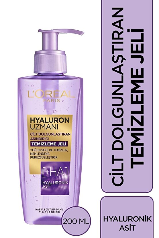 Hyaluron Uzmanı Cilt Dolgunlaştıran, Arındırıcı Yüz Temizleme Jeli, Hyaluronik Asit 200ml