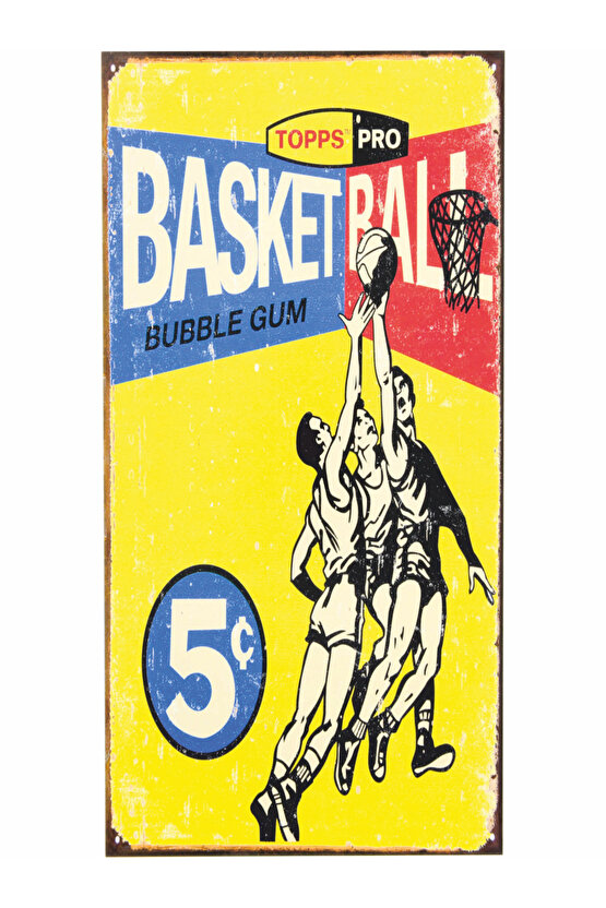 spor basketbol ribaund mücadelesi mini retro ahşap poster