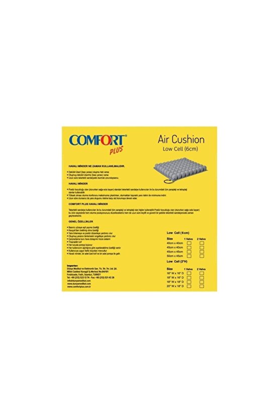 Comfort Plus DM-640 Havalı Oturma Minderi 40x40x6