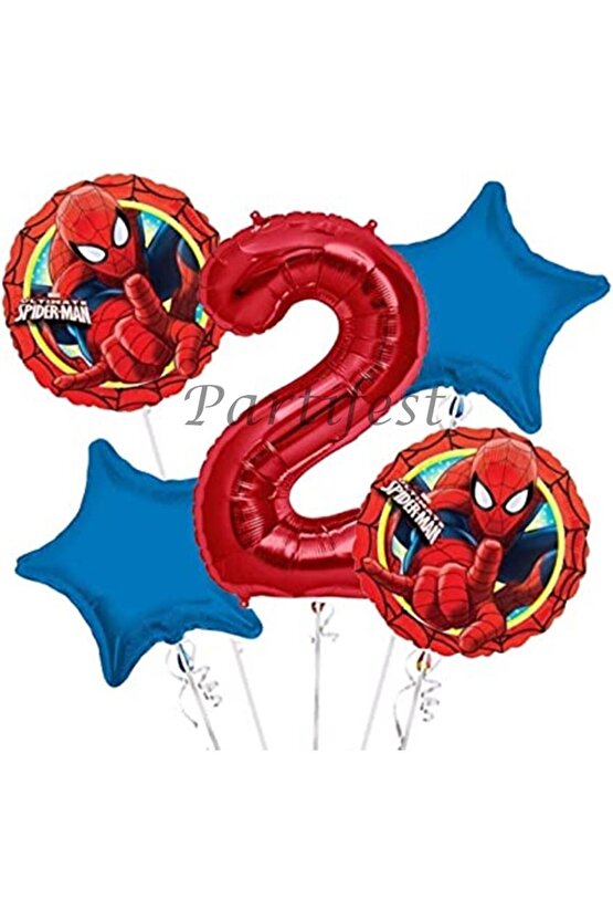 Spiderman Örümcek Adam 2 Yaş Balon Set Balon Folyo Set Spiderman Konsept Doğum Günü Set Yaş Balon