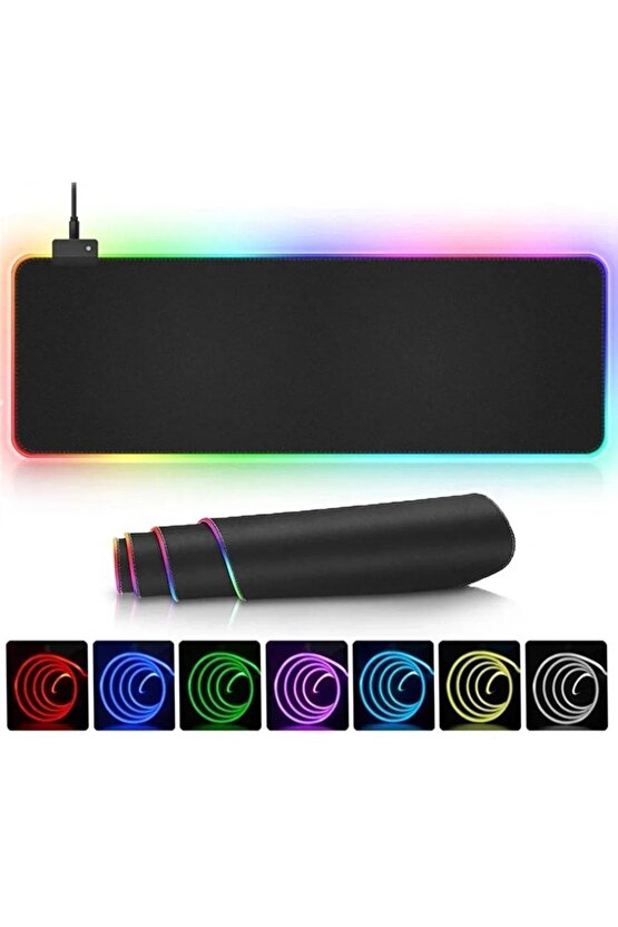 Rgb Led Işıklı Gaming Mousepad Xl 80cm X 30 Cm Büyük Boy Oyuncu Mouse Pad