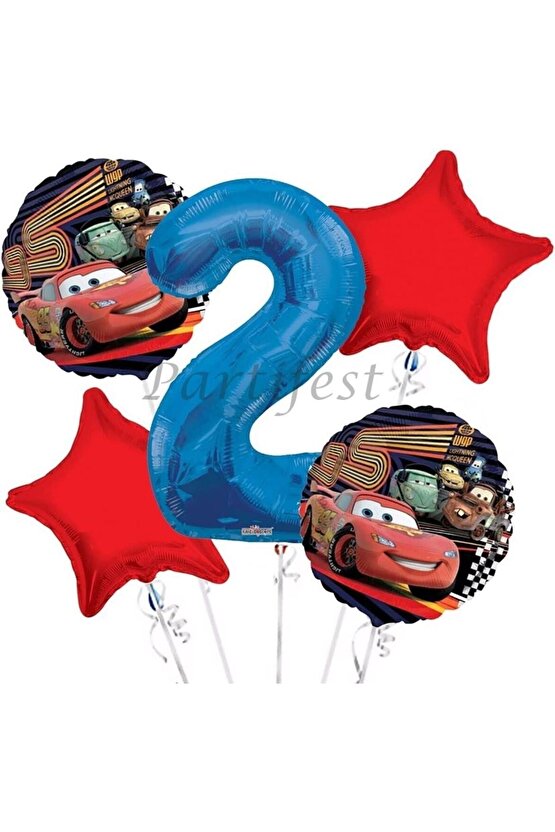 Arabalar Şimşek Mcqueen 2 Yaş Balon Set Cars Folyo Balon Set Konsept Doğum Günü Set Yaş Balon