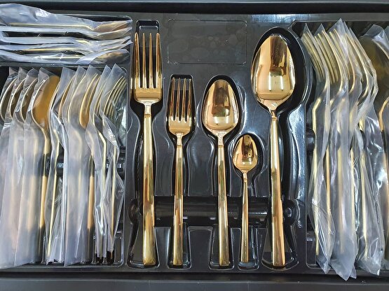 Uysal 30 Parça Titanyum Gold Çatal Kaşık Takımı 