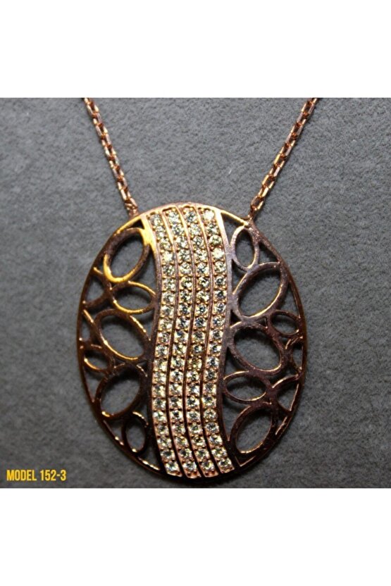 Kadın Gold Osmanlı Motif Oval Kolye