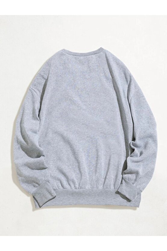 Oversize Tokyo Baskılı Gri Sweatshirt