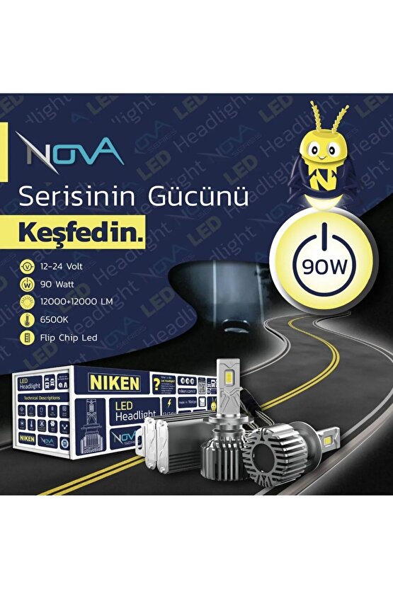 H11 led xenon far ampulü seti niken nova 12000lm