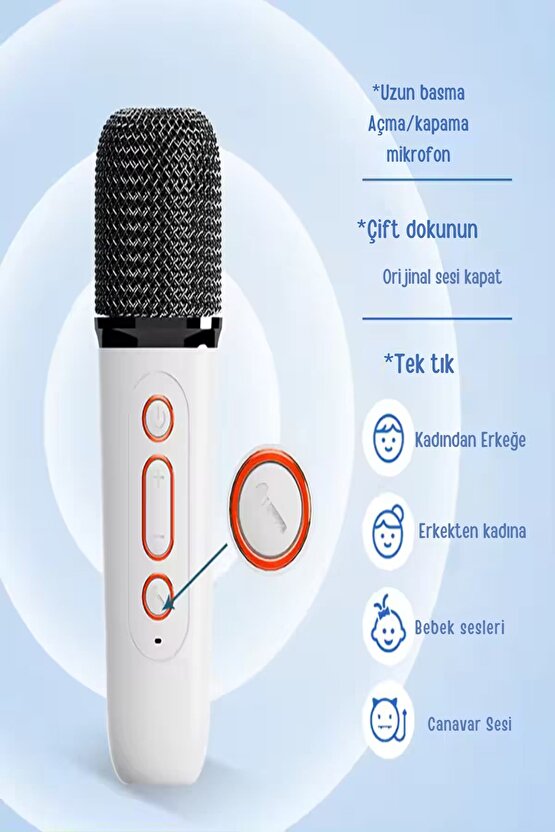 Kablosuz Taşınabilir Karaoke Bluetooth Hoparlör Mikrofon Ev ve Outdoor Çocuk ve Yetişkin Ses Bombası
