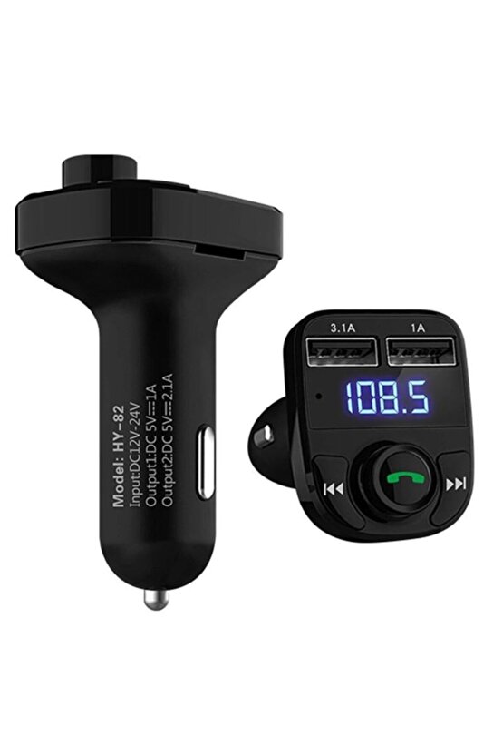 Car X8 Bluetooth Araç Kiti Fm Transmitter Çift Usb Girişli Cn-43