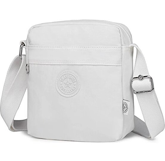 Smart Bags Kadın Postacı Çantası Krinkıl Kumaş 3089 Beyaz