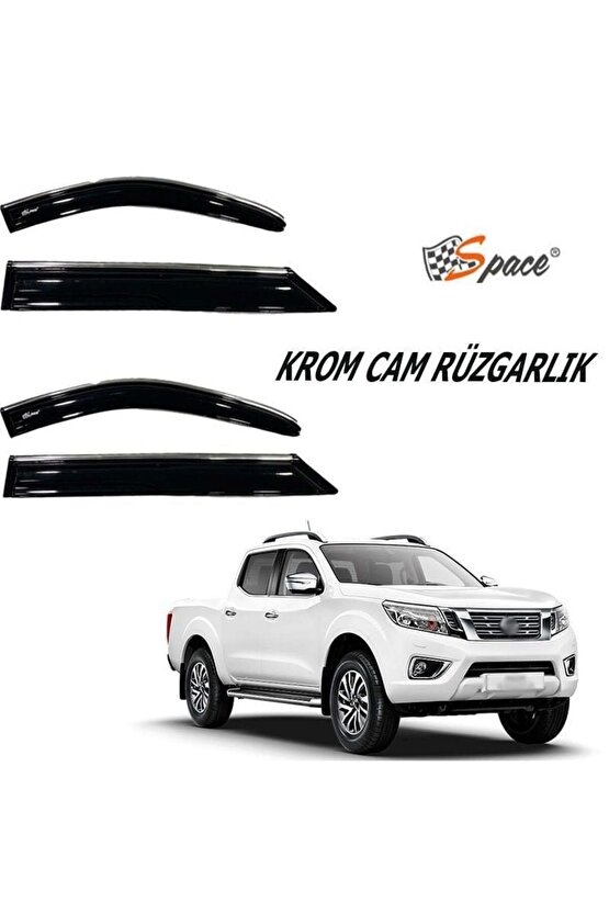 Cam Rüzgarlığı Krom - Nissan Navara 2017-2021 Krom Cam Rüzgarlığı - Araba Krom Cam Rüzgarlık Seti