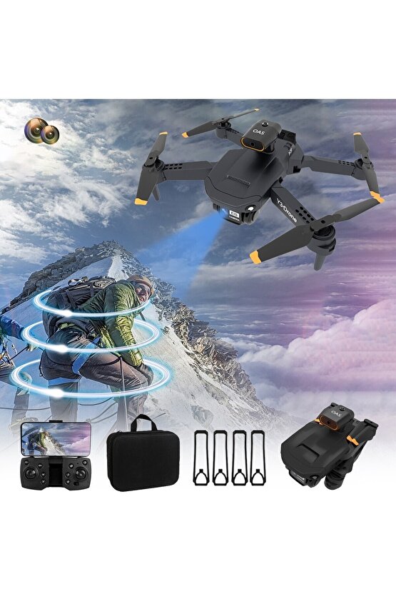 ÇİFT Kameralı Drone 4K Hava Quadcopter 2.4G Kızılötesi Rc Işıklı Katlanabilir Drone wifi
