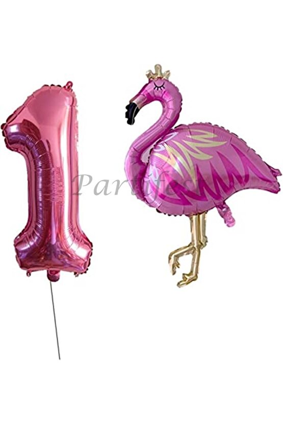 Flamingo Balon Set Flamingo Folyo Balon Set Konsept Doğum Günü Set 1 Yaş Balon