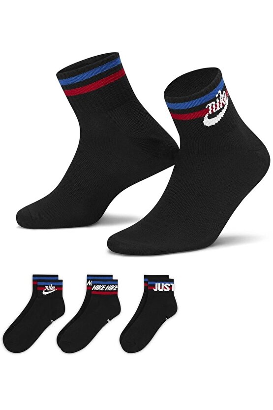 Everyday Essential 3 Lü Unisex Siyah Soket Çorap Move To Zero