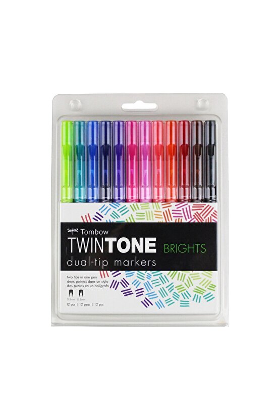 Twintone 12li Çift Taraflı Markör - Parlak Renkler