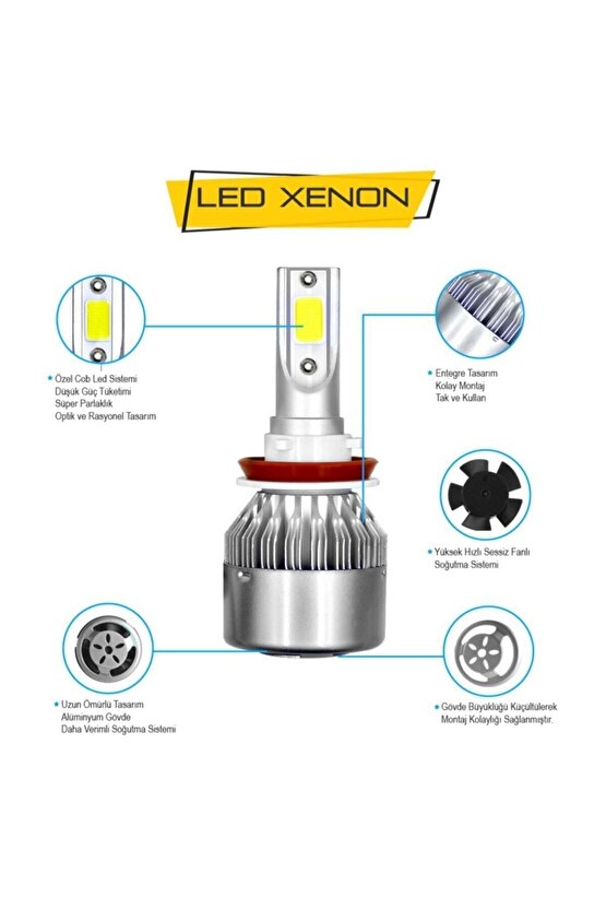 H3 Led Xenon Far Ampülü C6 Kasa Şimşek Etkili Beyaz Işık