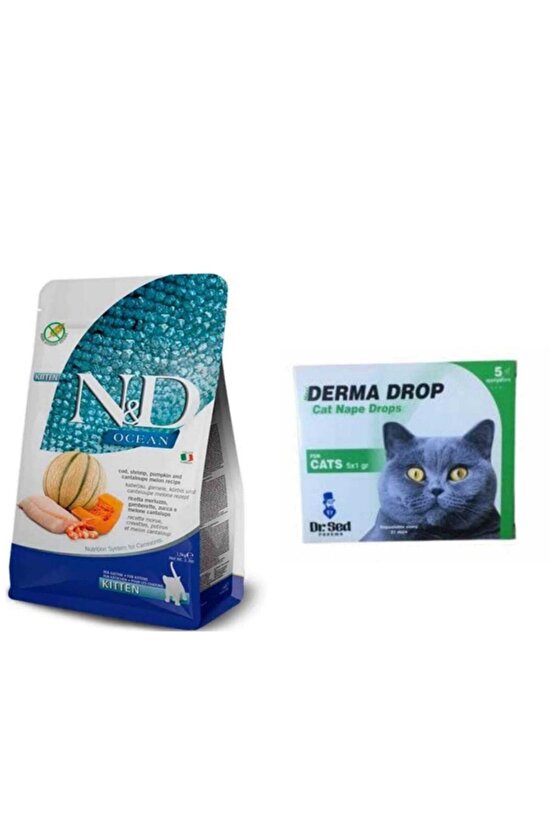 Nd Ocean Morina, Balkabağı Karides & Kavun Kıtten 1,5 Kg + Derma Drop 5*1 Ml