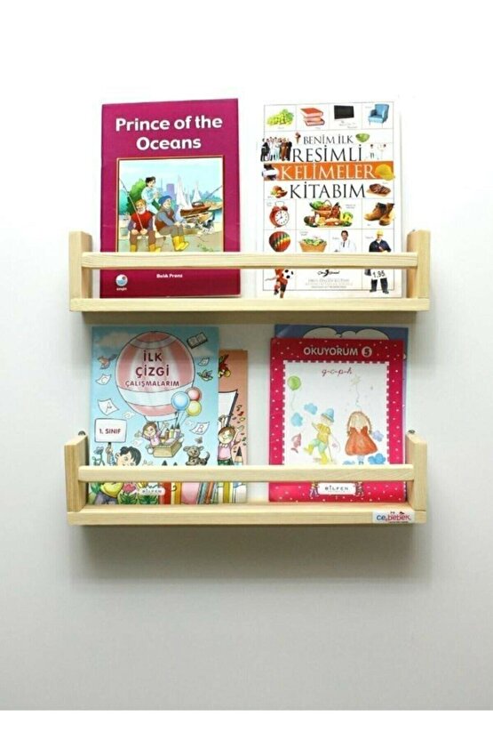 2li Montessori Kitaplık 50 Cm Duvar Rafı Bebek Çocuk Odası Ahşap Kitaplık