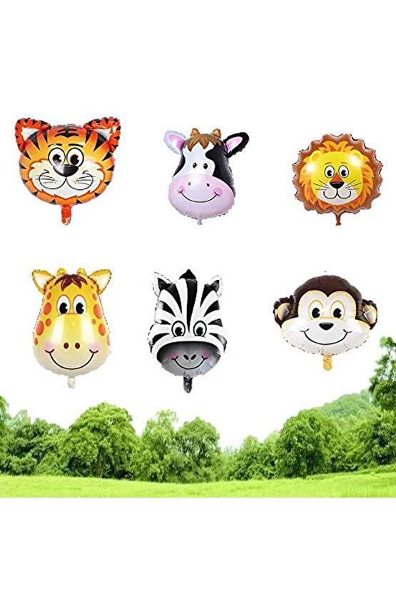 Kız Safari Hayvanlar 1 Yaş Balon Set Pembe Safari Konsept Helyum Balon Set Safari Doğum Günü Set