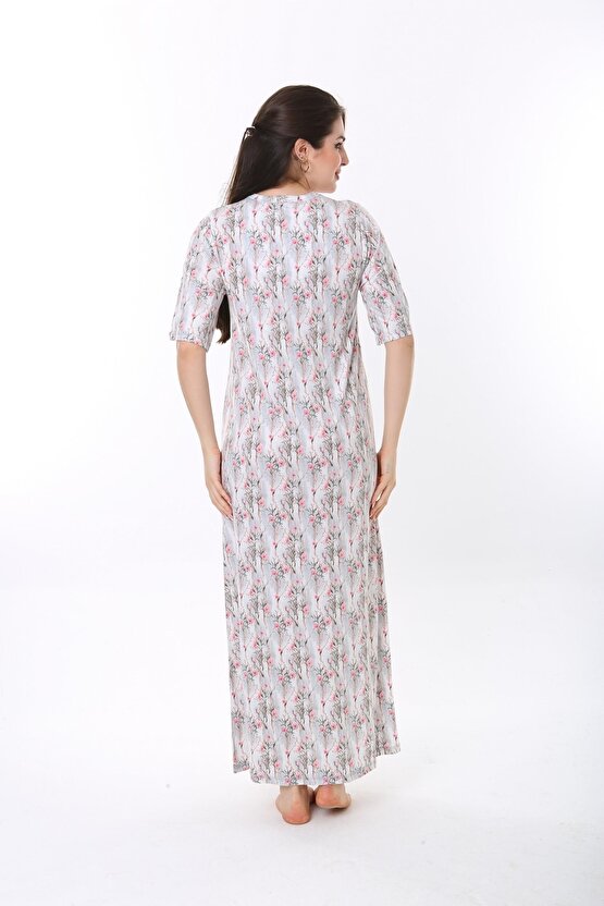 Kadın Bambu Uzun Ev Elbisesi Gecelik 72619