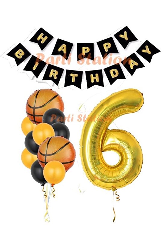 Basketbol Konsept 6 Yaş Balon Set Basketbol Tema Doğum Günü Balon Seti