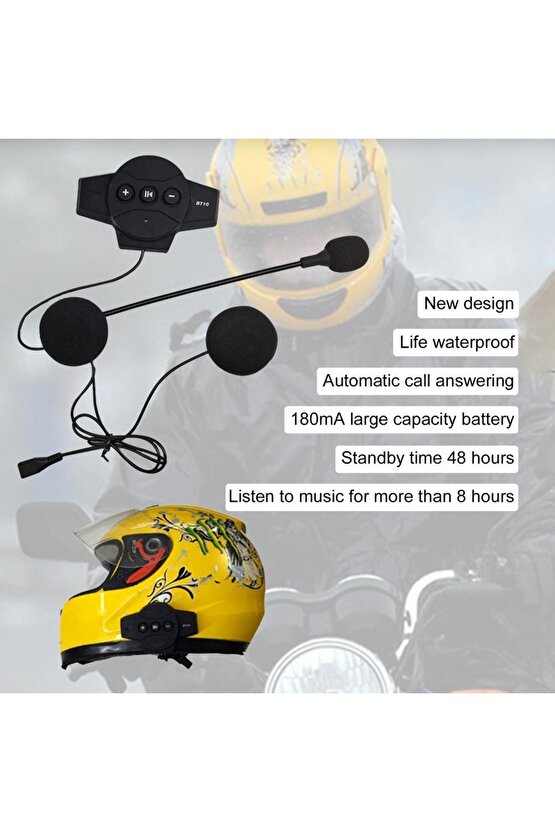 Bt10 Bluetooth 5.0 Uyumlu Mini Motorsiklet Interkom Mikrofonlu Kulaklık Kask Bluetooth Kulaklık