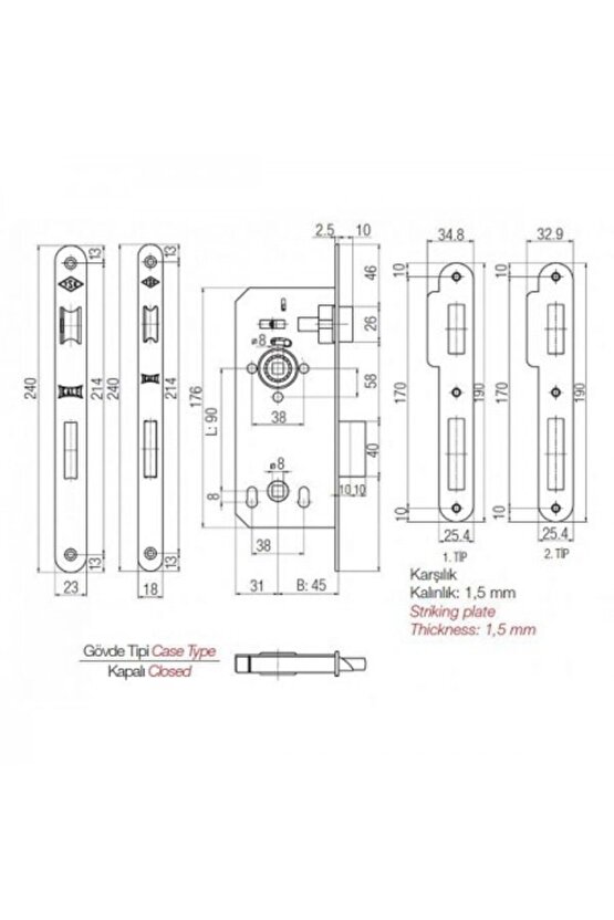 Kale-149 R 45mm Krom Oval Rozetli Wc Kapı Kilidi - 922