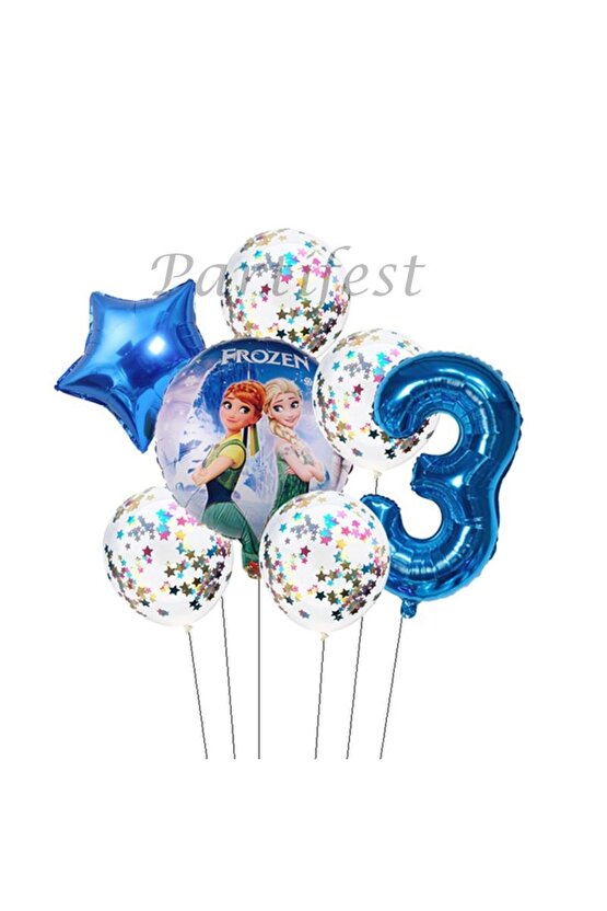 Frozen Balon Set Karlar Ülkesi Folyo Balon Set Konsept Doğum Günü Set 3 Yaş Balon