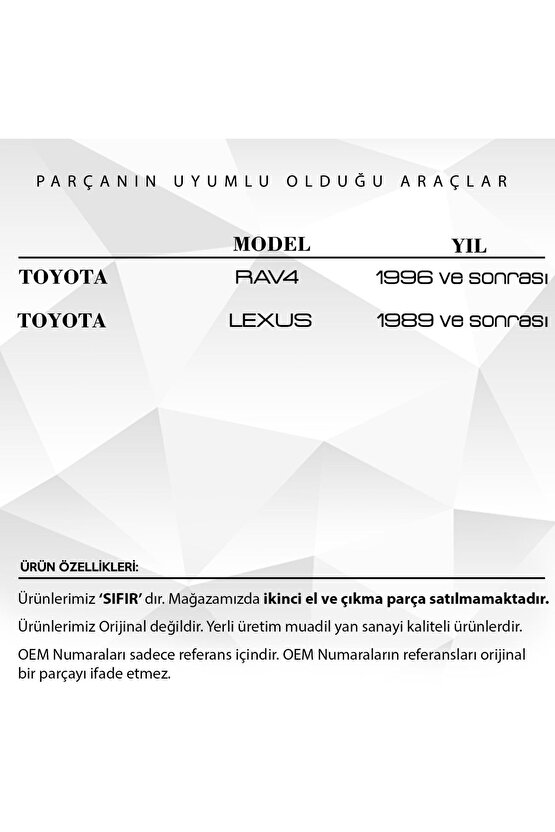 Toyota Rav4 2003, Lexus Için Kontak Şaftı Kilit Silindir Mili