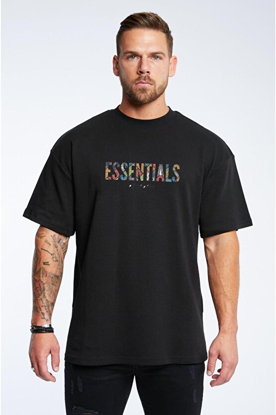 Essentials Baskılı Bol Kalıp Oversize T-shirt