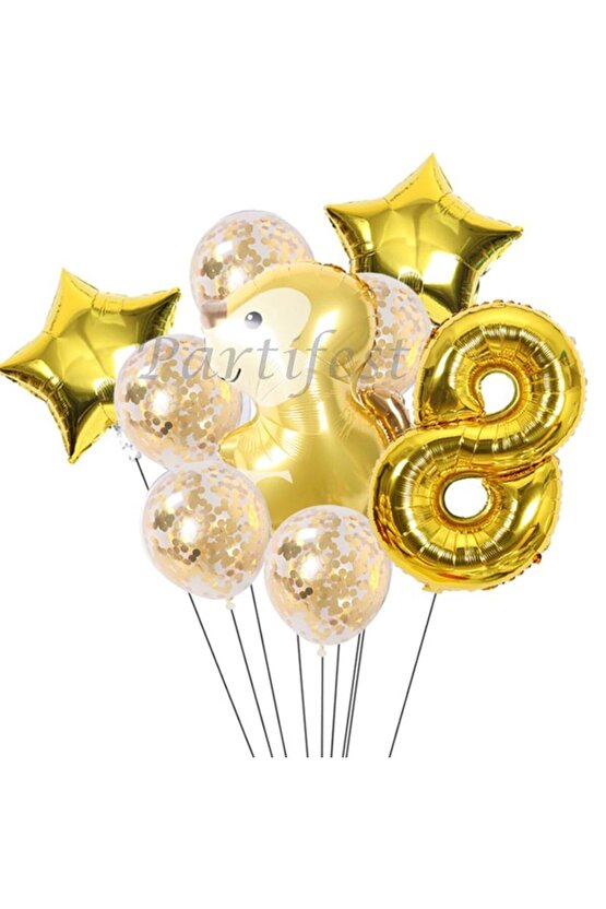 Orman Hayvanları Sincap 8 Yaş Balon Set Balon Folyo Set Konsept Sincap Doğum Günü Set Yaş Balon