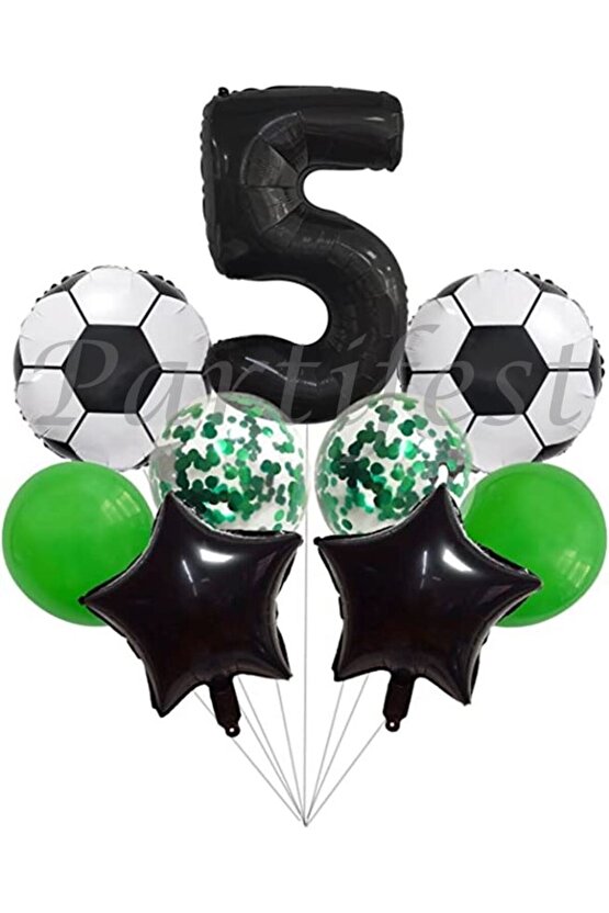 Futbol Konsept 5 Yaş Balon Set Maç Konsept Doğum Günü Set Yaş Balon Set
