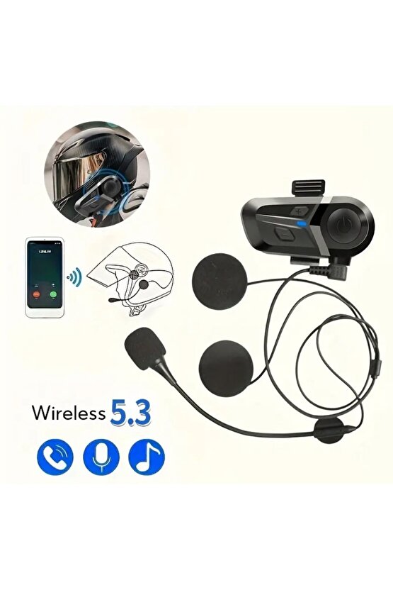 SU GEÇİRMEZ MOTORSİKLET BLUETOOTH KULAKLIK 2 TELEFONA BAĞLANABİLME BT5.3 MİKROFONLU KASK İNTERCOM